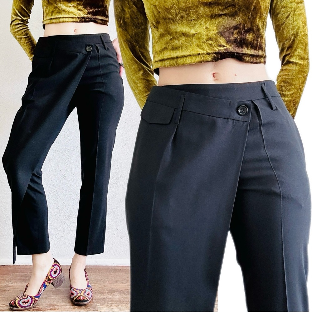 🔥SOLD🔥NWOT PEACHOO + KREJBERG Black Lightweight Wool Straight Leg Trousers Pants